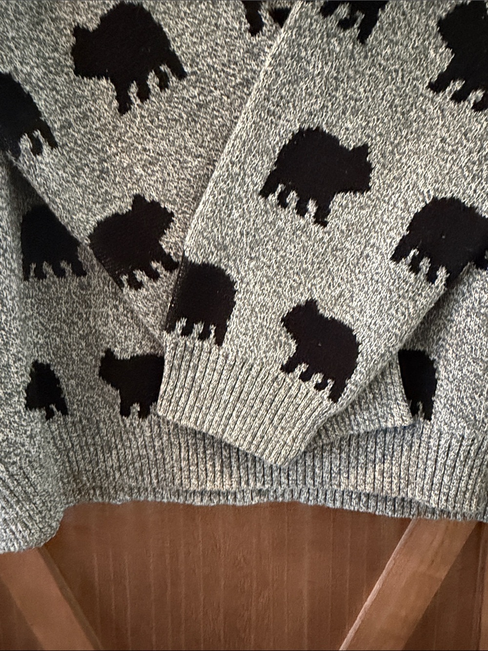 🇨🇦BEAR NAKED by PARKHURST Vintage All Over Bear Pattern Knit Sweater Grey Black - Picture 7 of 11